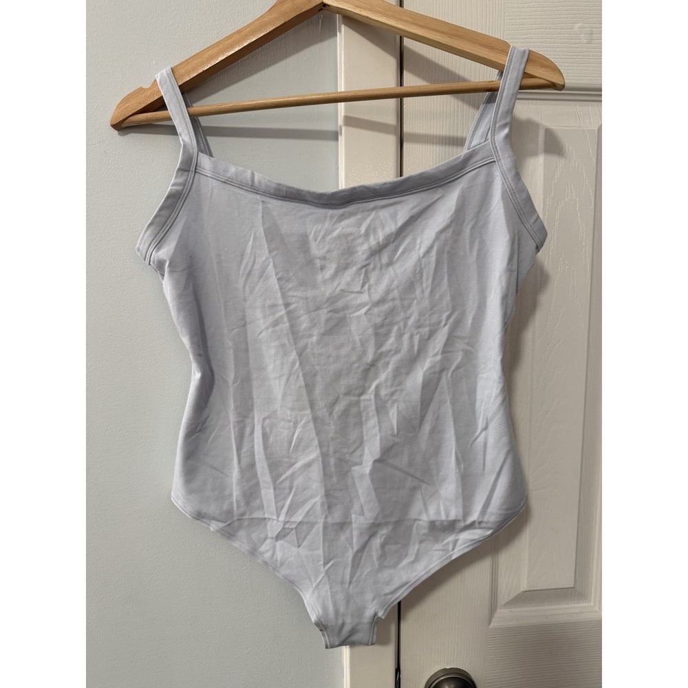 Skims Cotton Jersey Scoop Neck Bodysuit Sz L Gray Stretch Soft Tank Top NWT!